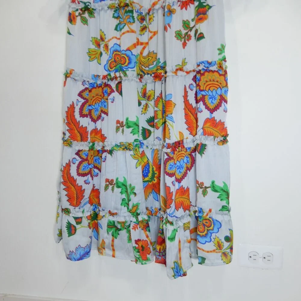 Chelsea & Violet Margaux Plisse V-neck Maxi DRESS Size XS Sky Floral NEW $159 - Picture 9 of 11